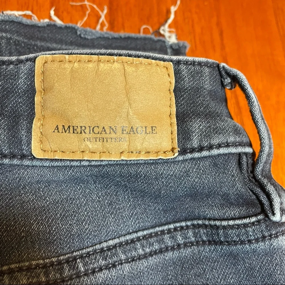 American Eagle distressed hi rise skinny jeggings with raw hem